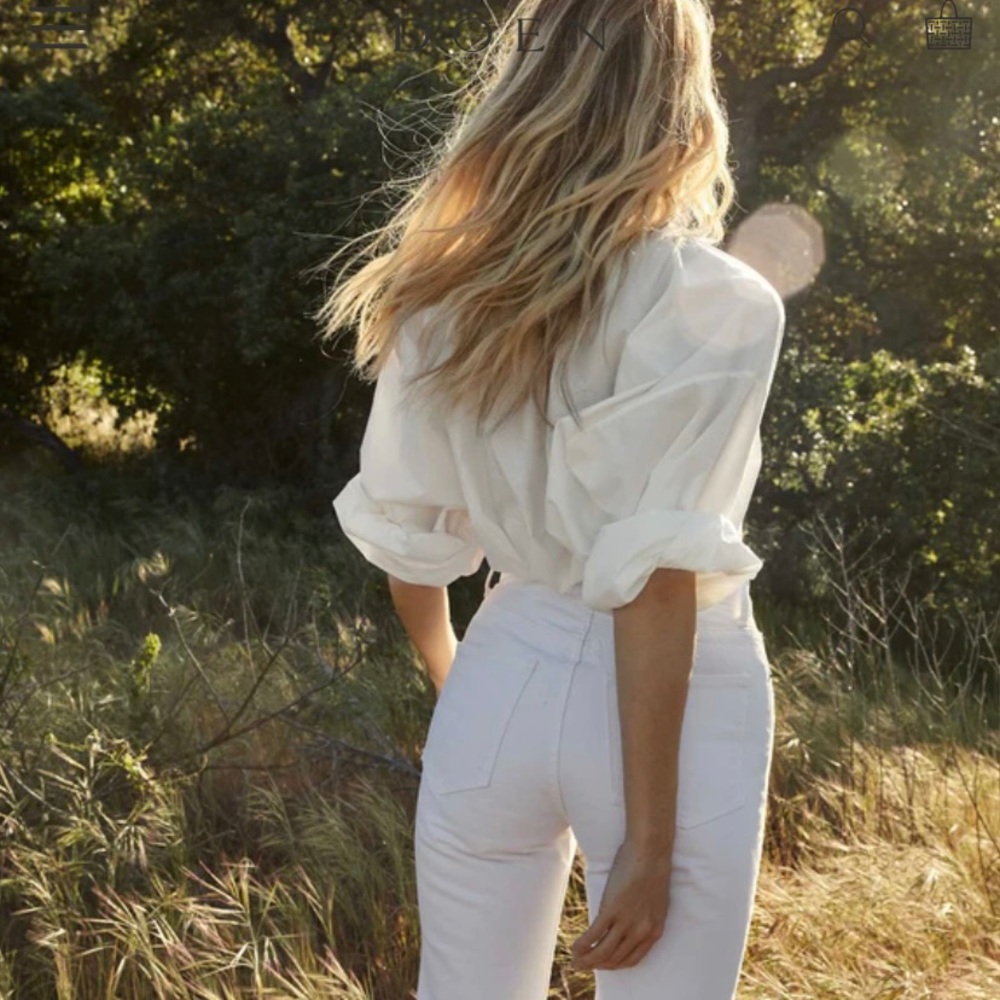 Doen Diana Jean in optic white size 29, 100% cotton made in USA